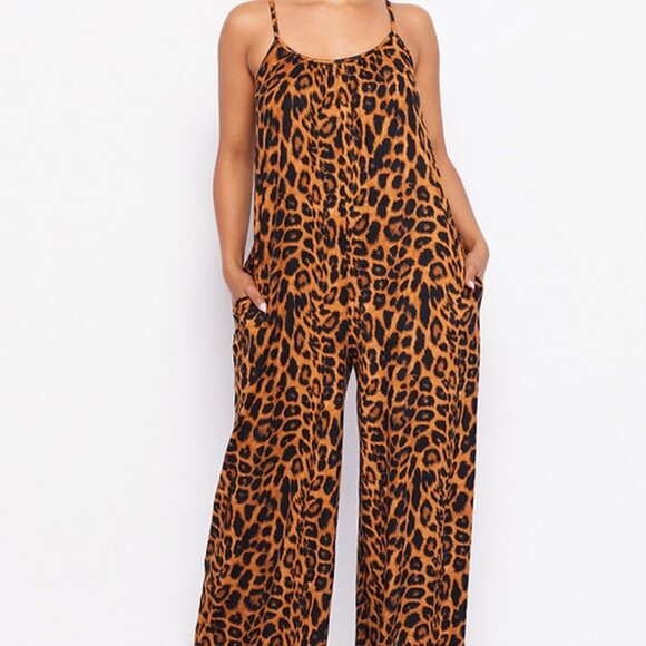Votique Cheetah Print Palazzo Jumpsuit - Small - Picture 1 of 4